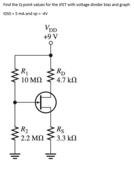 Solved Find The Q Point Values For The Jfet With Voltage 5192