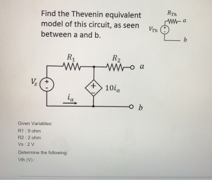 Solved Find the Thevenin equivalent model of this circuit, | Chegg.com