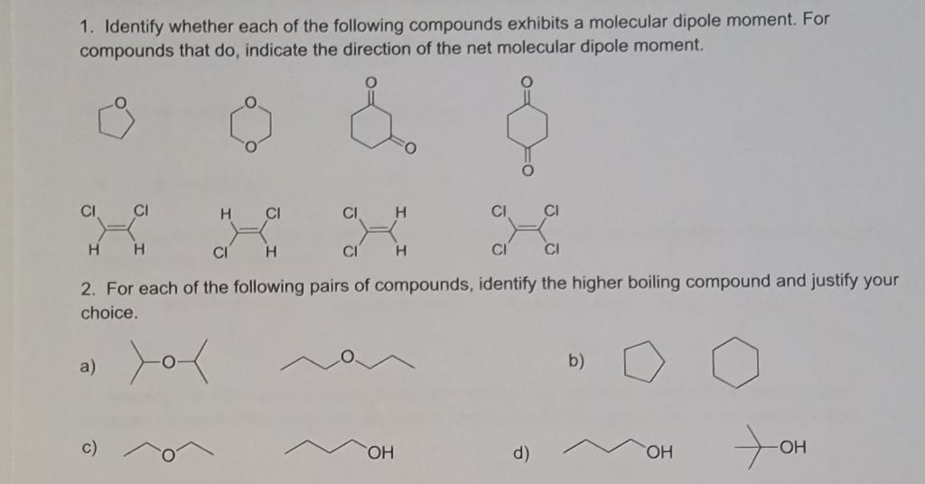 Solved 1. Identify whether each of the following compounds | Chegg.com