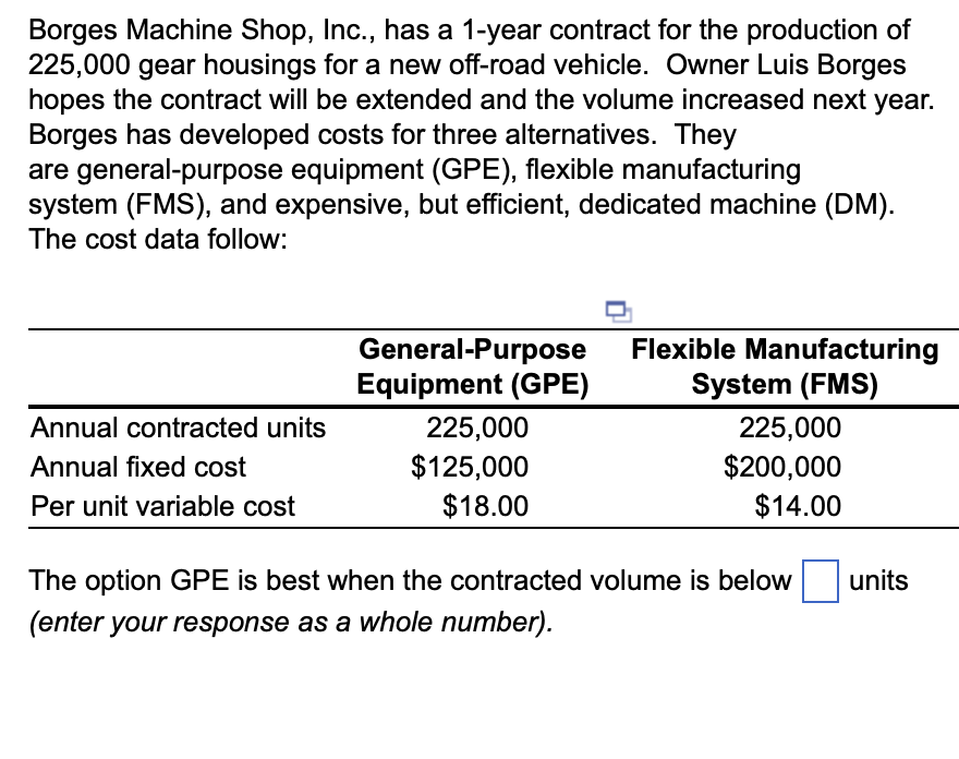 Solved Borges Machine Shop, Inc., has a 1-year contract | Chegg.com