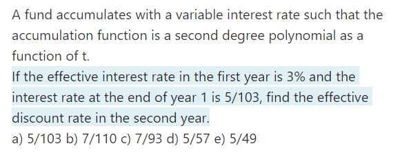 Solved A fund accumulates with a variable interest rate such | Chegg.com