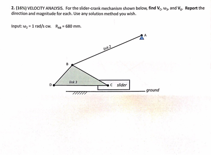 Solved 2 16 VELOCITY ANALYSIS For The Slider crank Chegg