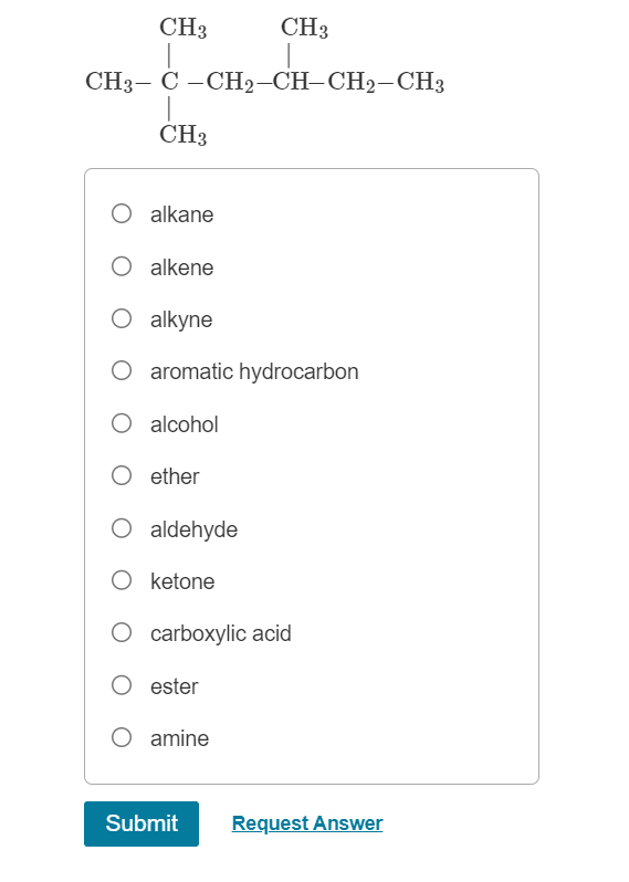 Solved alkane alkene alkyne aromatic hydrocarbon alcohol