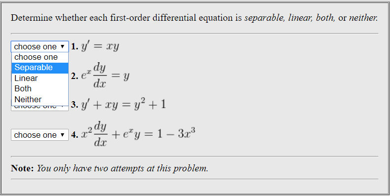 Solved Determine whether each first-order differential | Chegg.com