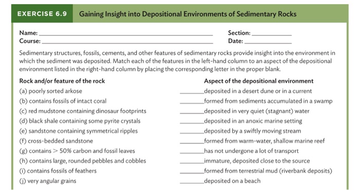 Solved EXERCISE 6.9 Gaining Insight into Depositional | Chegg.com