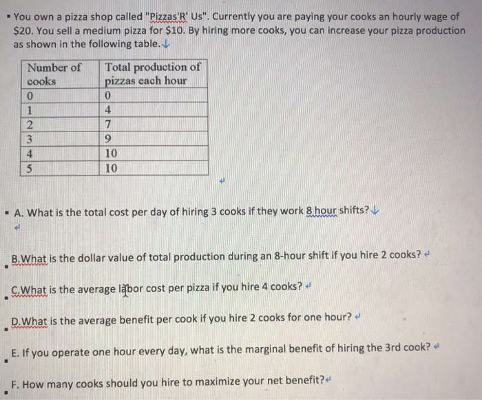Solved You Own A Pizza Called Pizzas R Us Curr Solved You Own A Pizza Called Pizzas R Us Curr