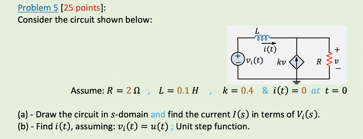 Solved Problem 5 (25 points]: Consider the circuit shown | Chegg.com