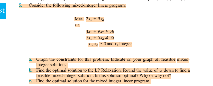 Solved Consider the following mixed-integer linear program: | Chegg.com