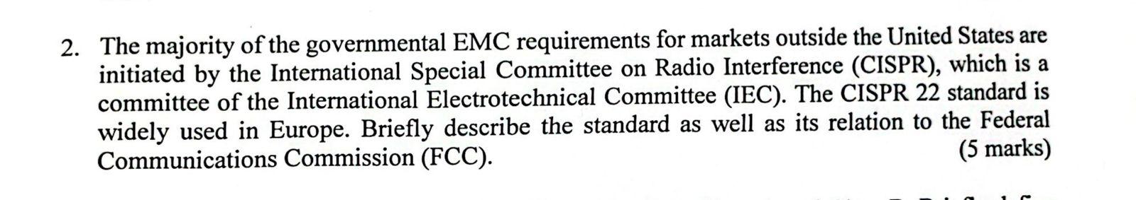 Solved The majority of the governmental EMC requirements for | Chegg.com