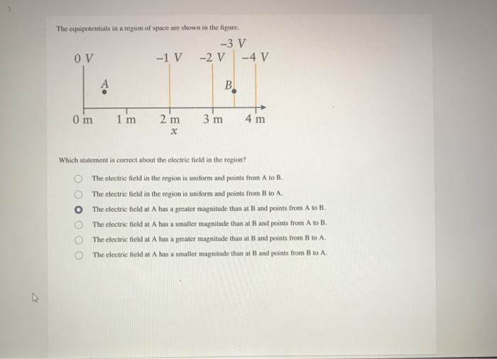 Solved The equipotentials in a region of space are shown in | Chegg.com
