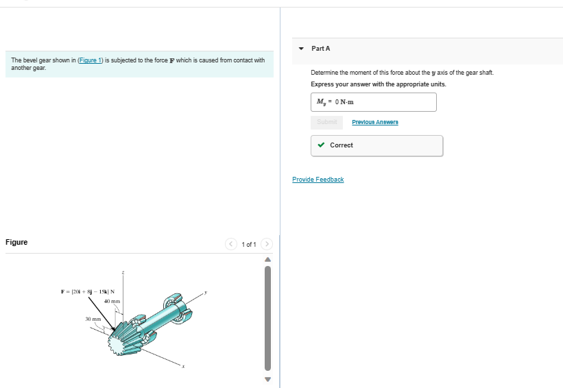 Solved The Bevel Gear Shown In Is Subjected To The Force F | Chegg.com