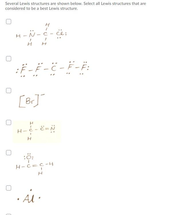 Solved Several Lewis Structures Are Shown Below Select A Chegg Com