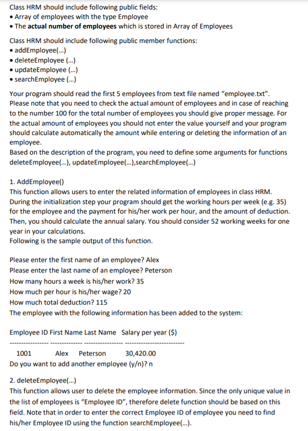 Solved Human Resource Management Write C++ program for HRM | Chegg.com
