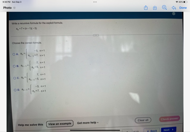 Solved Write a recursive formula for the explicit formula. | Chegg.com