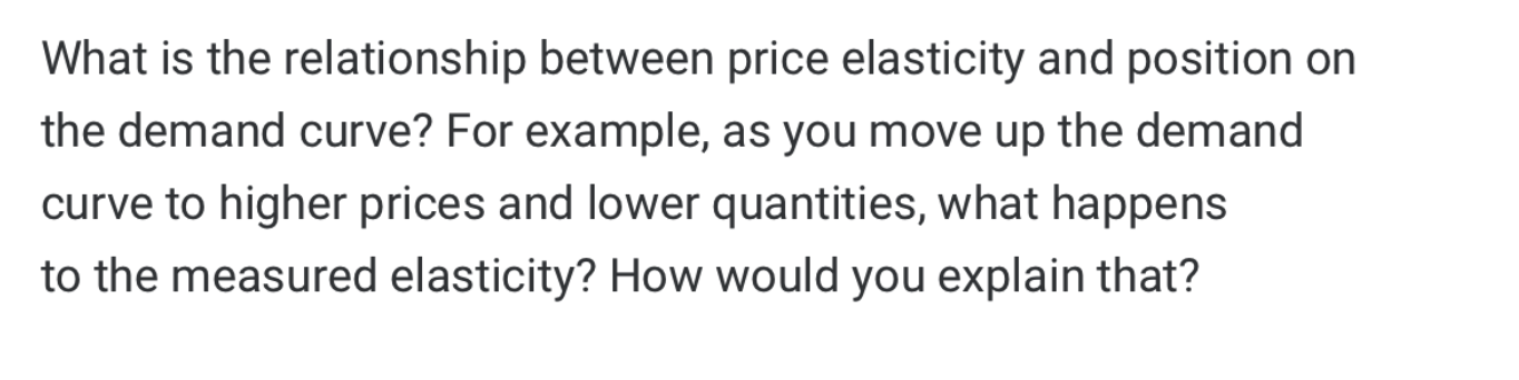 Solved What is the relationship between price elasticity and | Chegg.com