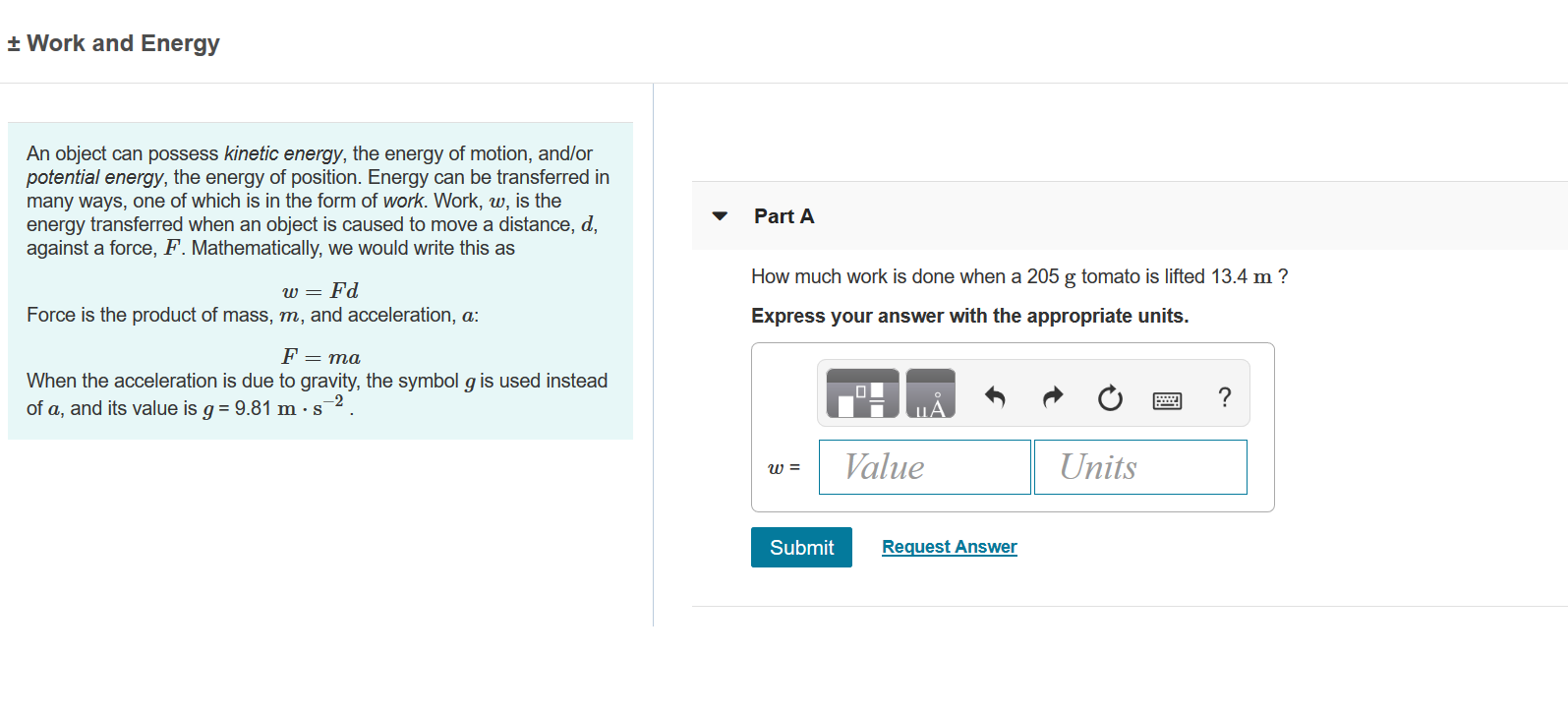 Solved + Work and Energy An object can possess kinetic | Chegg.com