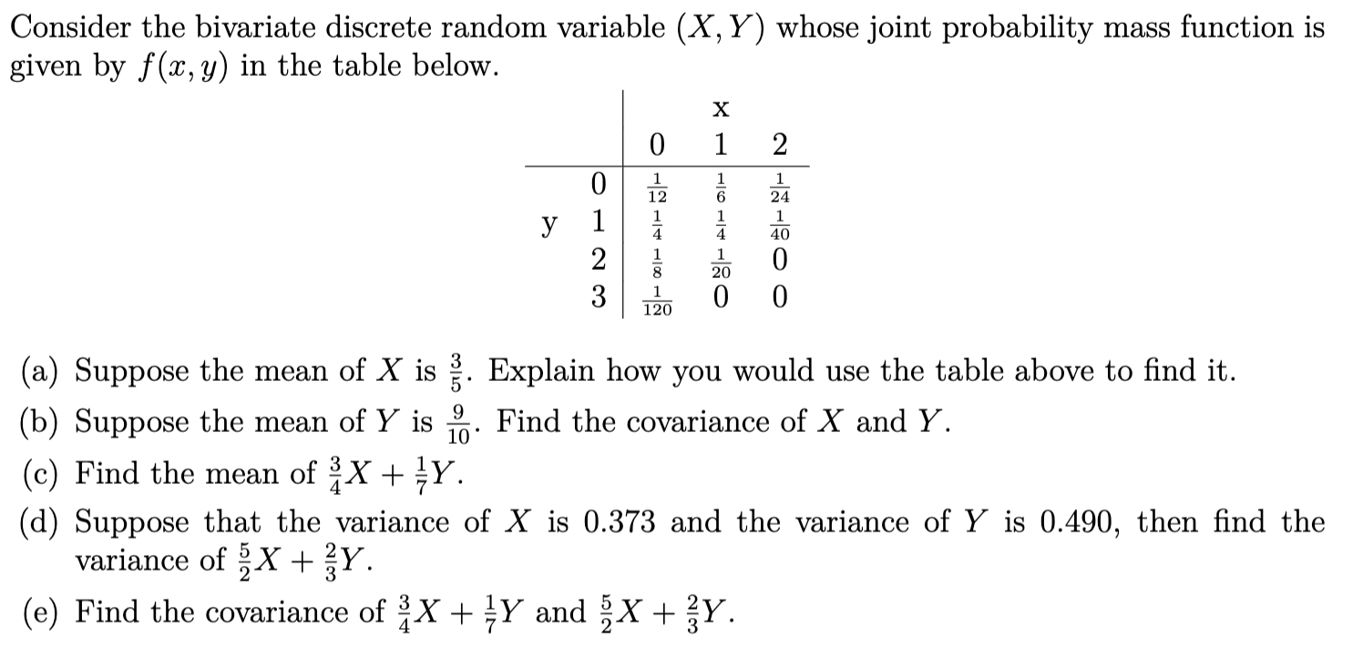 Solved Consider The Bivariate Discrete Random Variable (X,Y) | Chegg.com