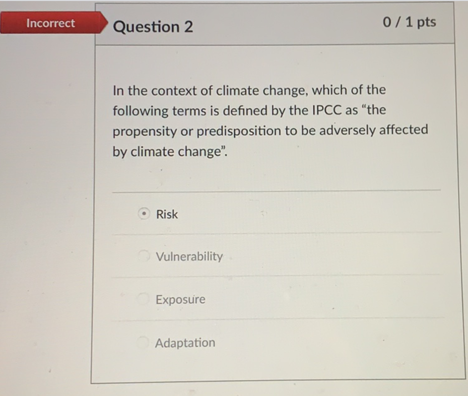Solved Hi for my Climate Change quiz related to Adaptation