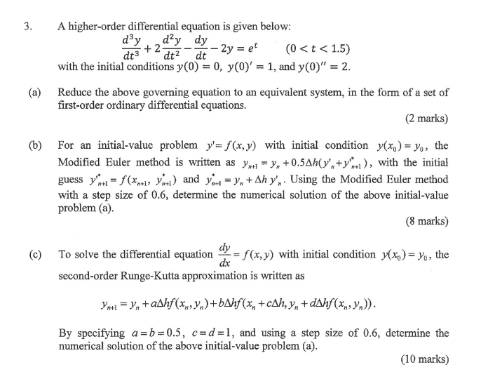 Solved døy 3. A higher-order differential equation is given | Chegg.com