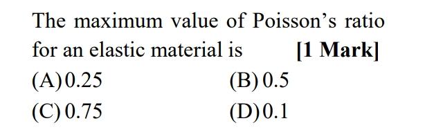 Solved The maximum value of Poisson&rsquo;s ratio for an elastic | Chegg.com