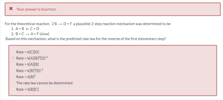 Solved For The Theoretical Reaction: 2 B→D+F A Plausible 2 | Chegg.com