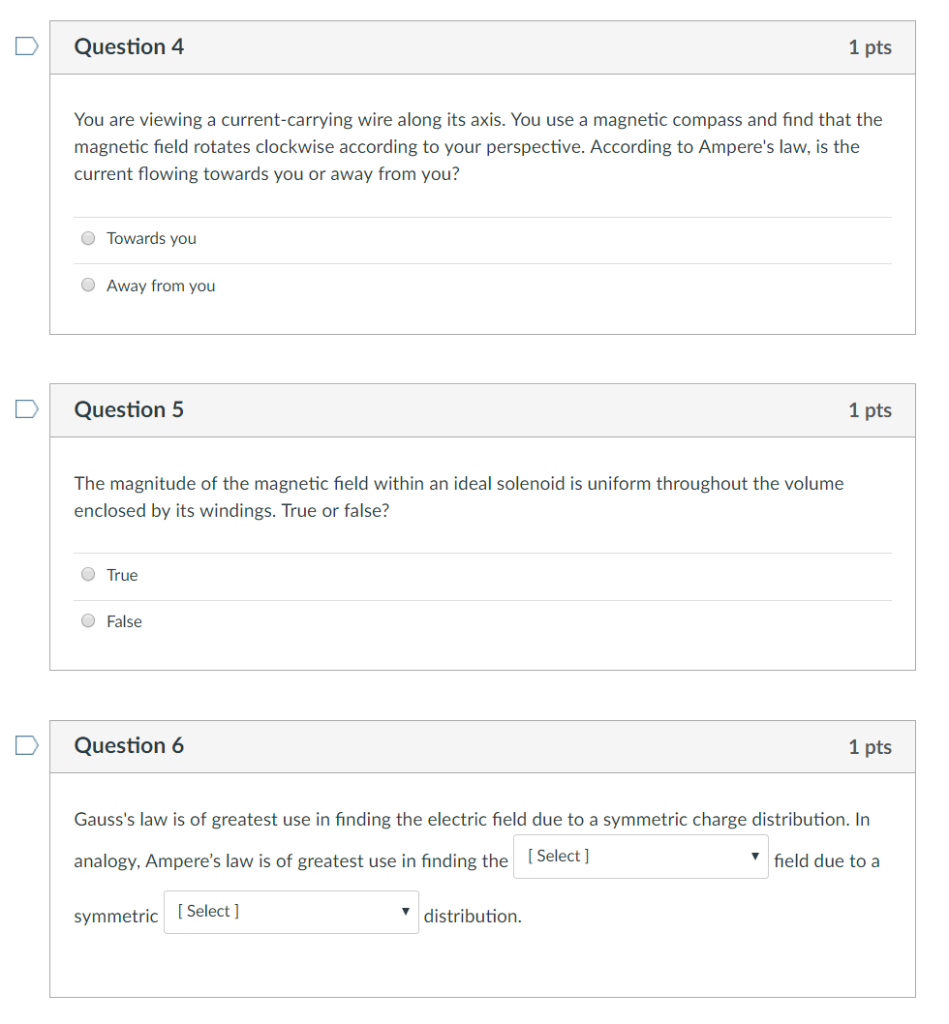 Solved D Question 2 1 pts The magnetic field surrounding a | Chegg.com