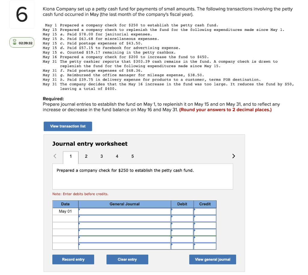 solved-kiona-company-set-up-a-petty-cash-fund-for-payments-chegg