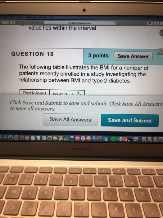QUESTION 18 3 points Save Answer The following table | Chegg.com