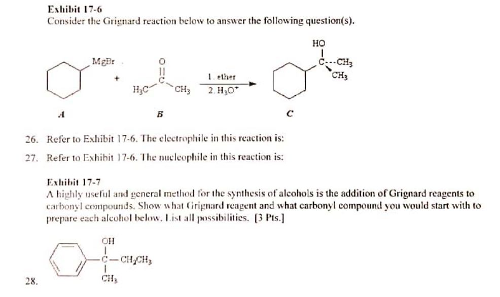 Solved Exhibit 17-6 Consider the Grignard reaction below to | Chegg.com