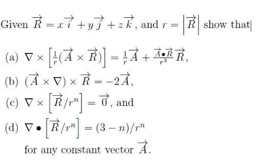 Solved Given R Xa Y Zl And R R Show That A V X Chegg Com