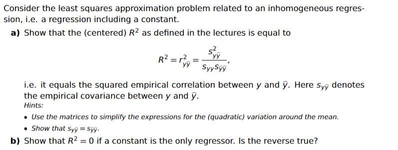 Solved Consider The Least Squares Approximation Problem | Chegg.com