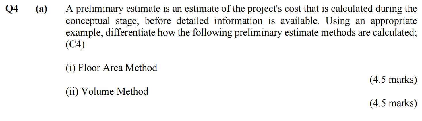 Solved (a) A preliminary estimate is an estimate of the | Chegg.com