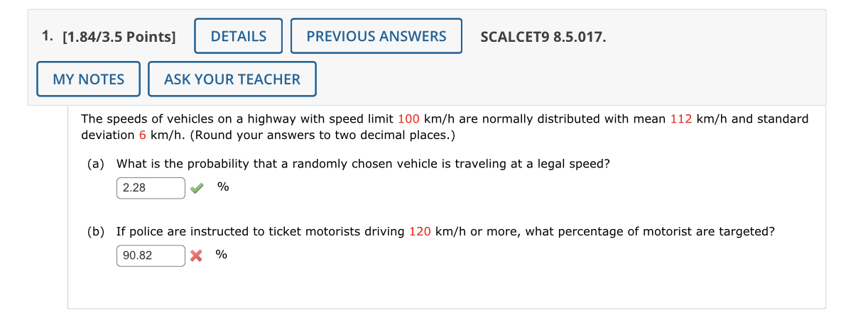 Solved The speeds of vehicles on a highway with speed limit | Chegg.com