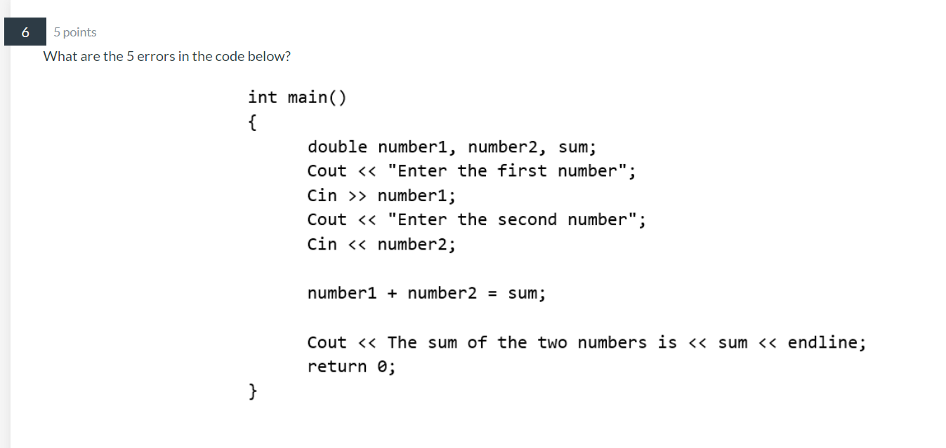 solved-6-5-points-what-are-the-5-errors-in-the-code-below-chegg