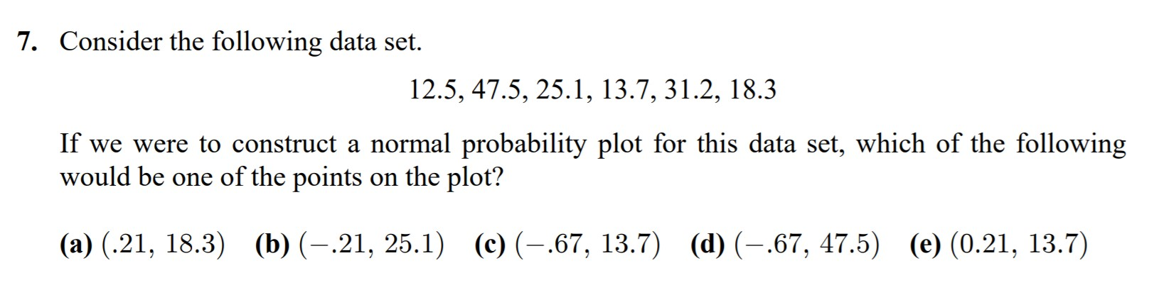 Solved 7. Consider the following data set 12.5, 47.5, 25.1, | Chegg.com