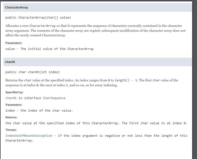 Solved Specification CharacterArray is a class that allows | Chegg.com