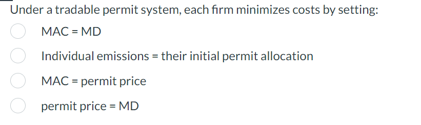 Solved Under a tradable permit system, each firm minimizes | Chegg.com