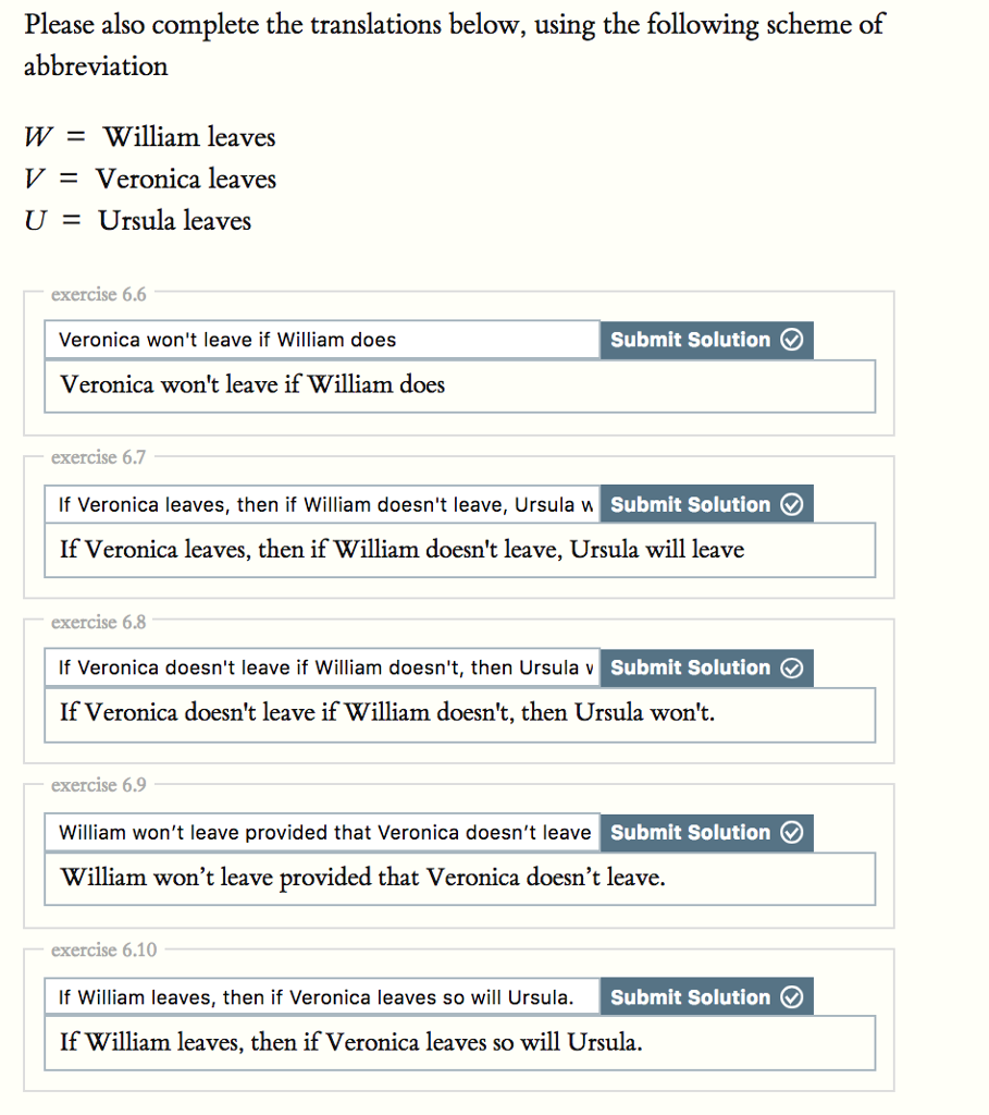 Solved Please also complete the translations below, using | Chegg.com