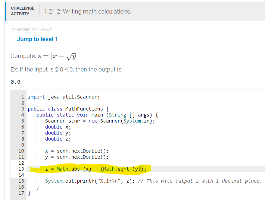 1.21.2 Writing Math Calculations in JavaI need | Chegg.com