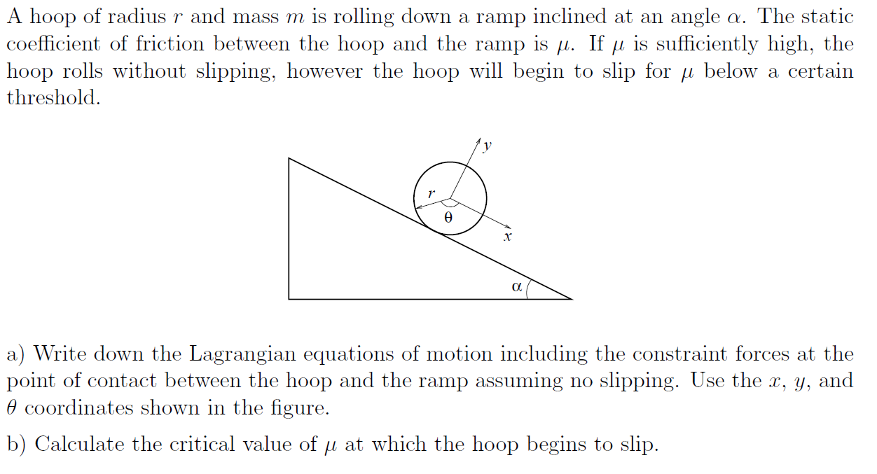 Radius Of Ramp Rotation Solved A hoop of radius r and mass m is rolling down a ramp | Chegg.com