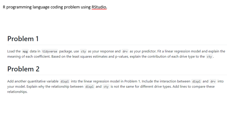 R programming language coding problem using RStudio, | Chegg.com