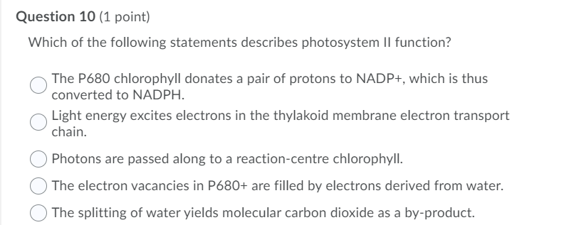 Solved Question 10 (1 Point) Which Of The Following | Chegg.com