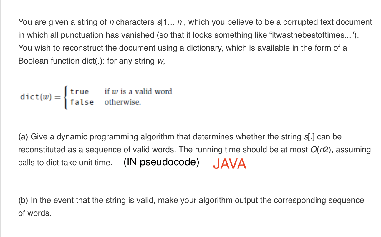 Solved You are given a string of n characters s[1... n], | Chegg.com