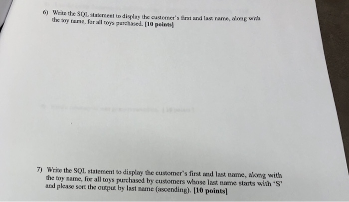 Solved 6) Write the SQL statement to display the customer's | Chegg.com