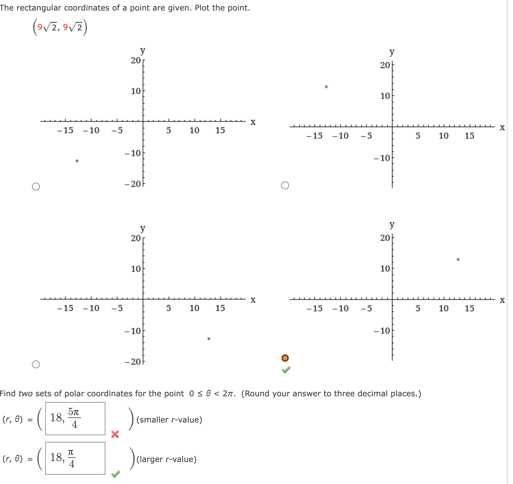 Solved Find two sets of polar coordinates for the point | Chegg.com