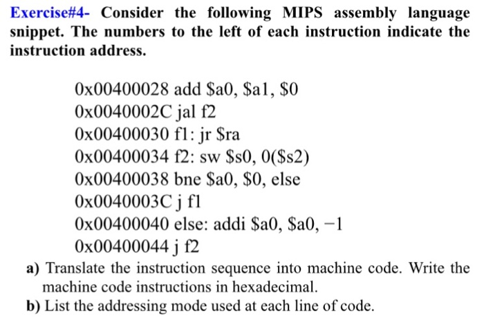 Solved Exercise Consider The Following Mips Assembly Chegg Com