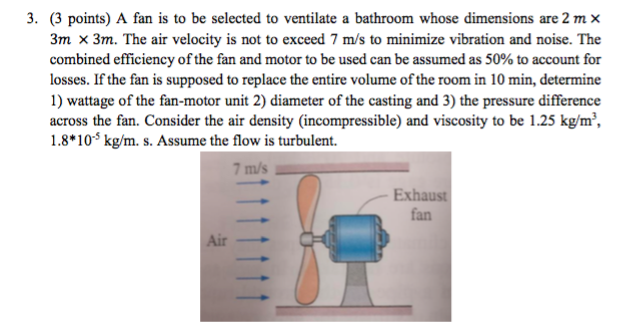 Solved 3, (3 Points) A Fan Is To Be Selected To Ventilate A | Chegg.com