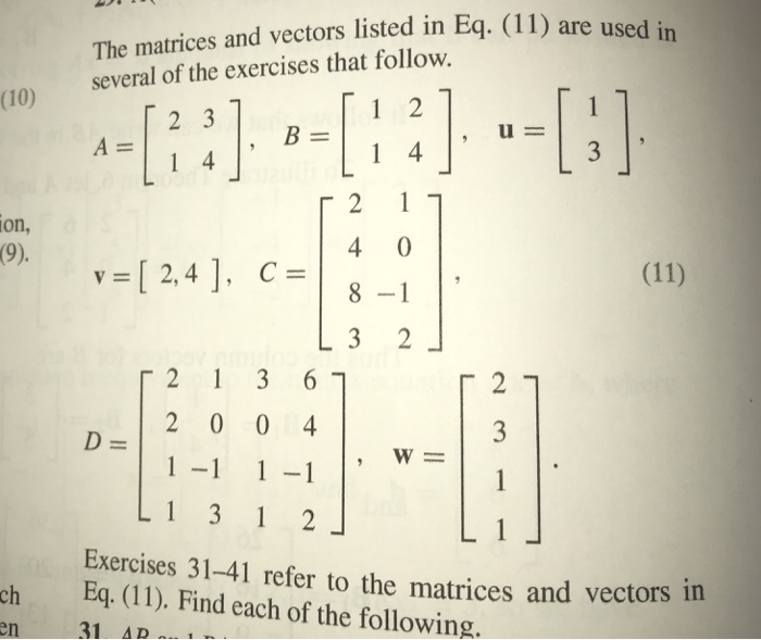 Solved The matrices and vectors listed in Eq. (11) are u | Chegg.com