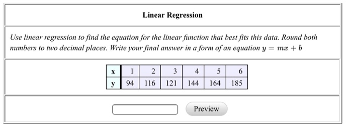 Solved Linear Regression Use linear regression to find the | Chegg.com
