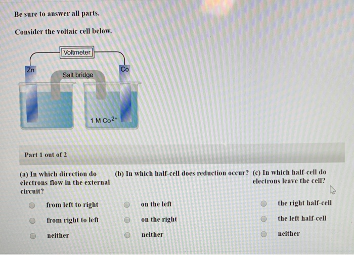 Solved Be Sure To Answer All Parts. Consider The Voltaic | Chegg.com